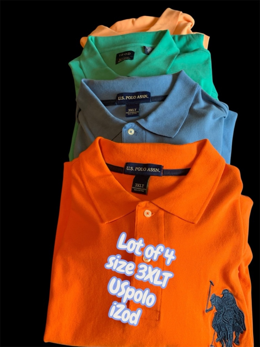 Colorful Polo Shirt Bundle 4 - Orange, Green, Blue peachy orange, men’s 3xlt